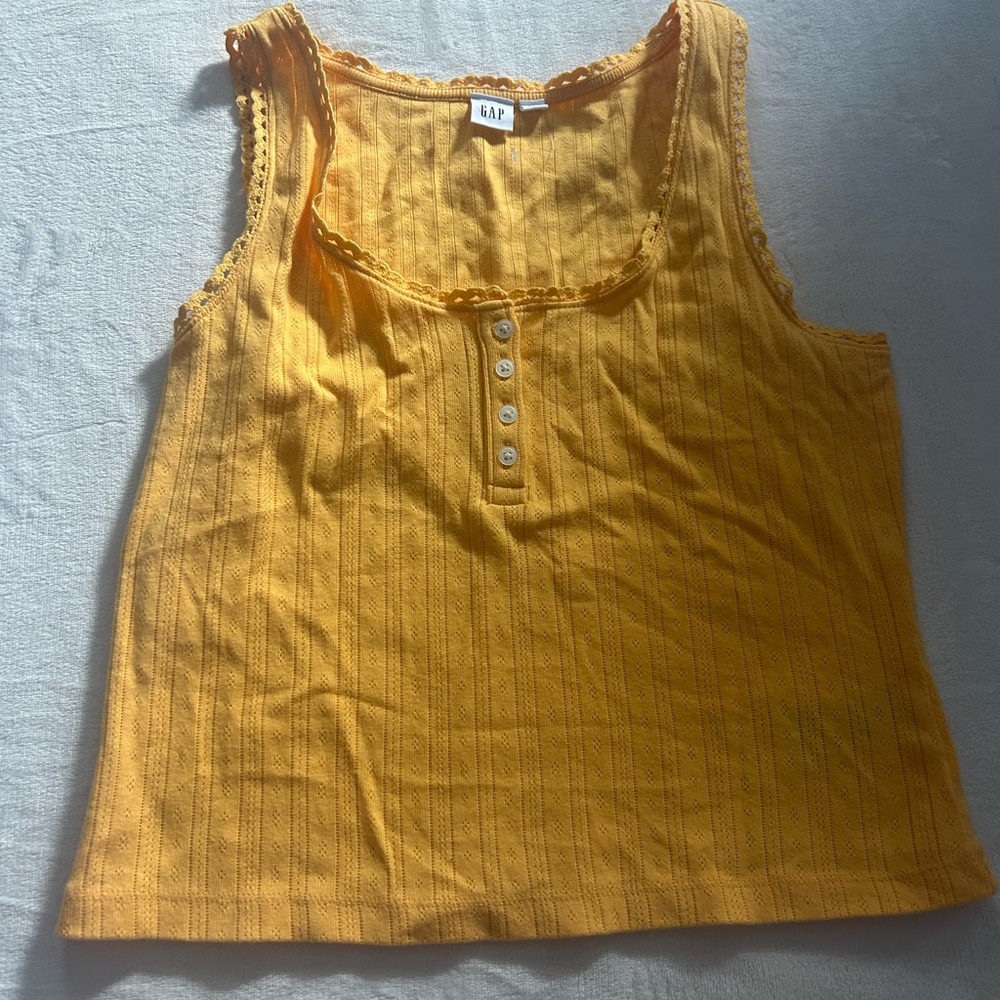 GAP Women's Mustard Buttoned Tank Top
